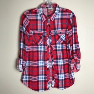 PASSPORT Plaid Flannel Button Down M